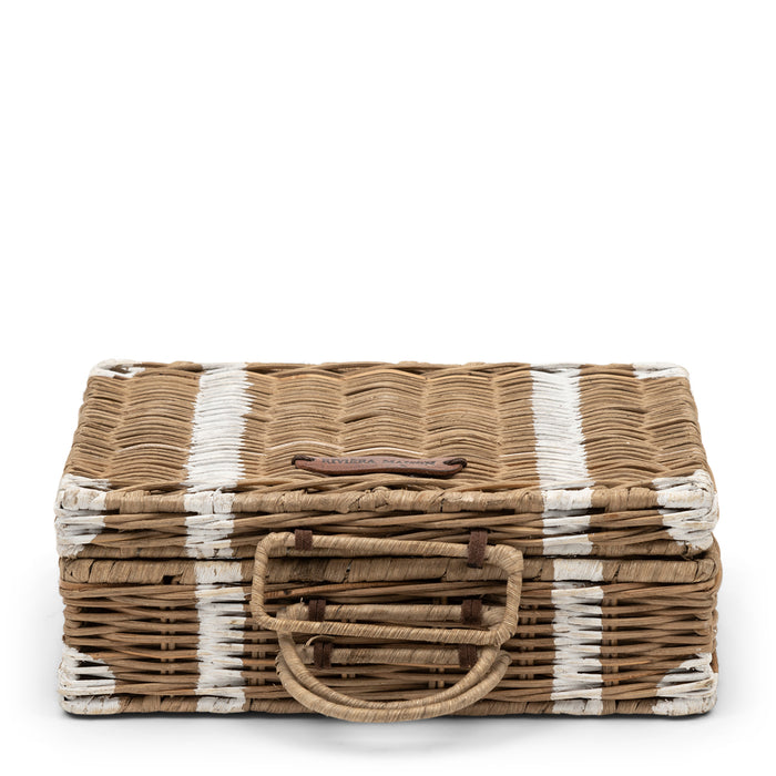 Riviera Maison Rustic Rattan Suitcase Tea Box  -  23.0x8.5x17.0 cm