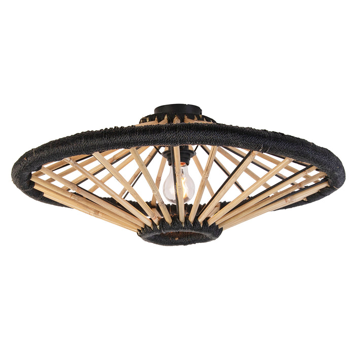 QAZQA Oosterse plafondlamp bamboe met zwart 60 cm - Evalin