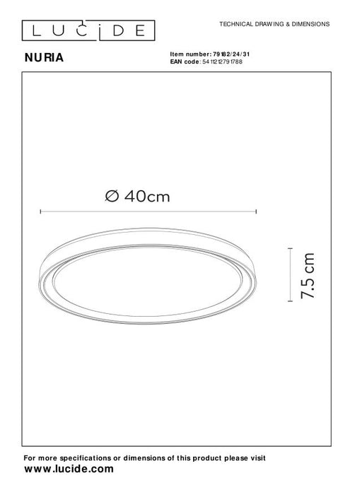 Lucide NURIA Plafonnière - Wit
