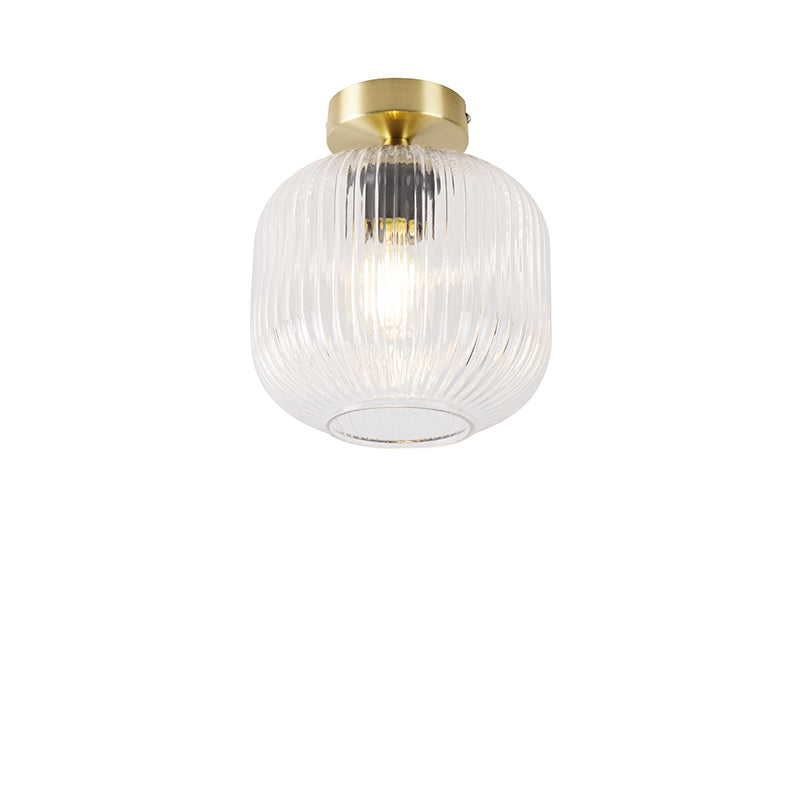 QAZQA Art Deco plafondlamp messing met helder glas - Karel