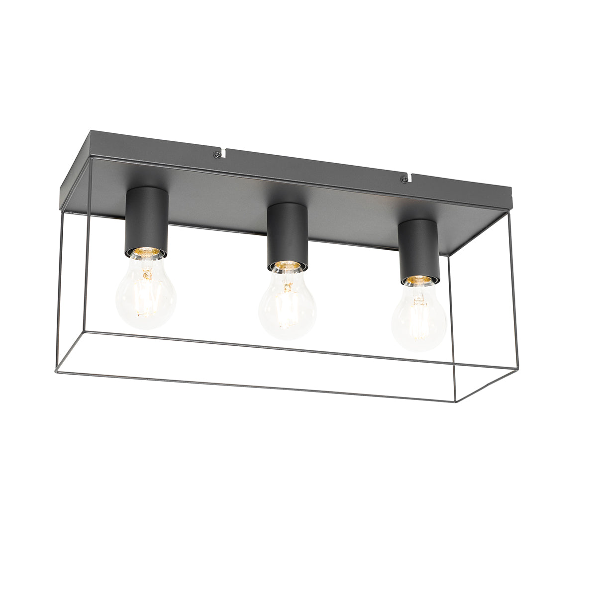 QAZQA Minimalistische plafondlamp zwart 3-lichts - Kodi