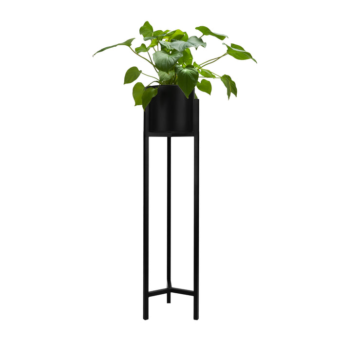 QUVIO Plantenstandaard inclusief pot - 22x22x90 cm - Zwart - L