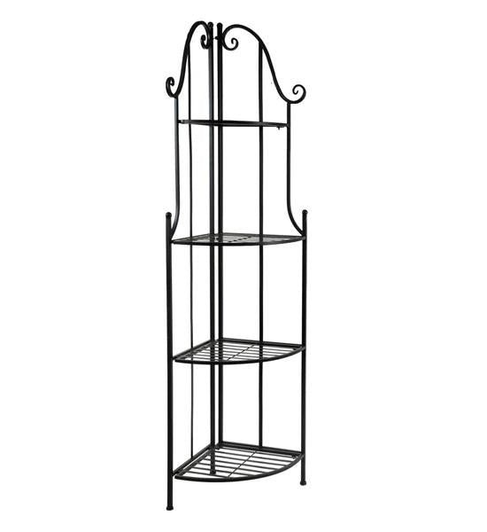 Plantenwinkel Iron Plantenetagere met hoek zwart 43x30x150 cm 4 laags