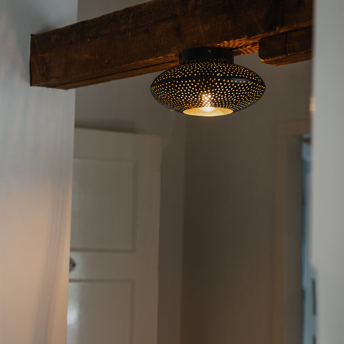 QAZQA Oosterse plafondlamp zwart met goud 25 cm - Radiance