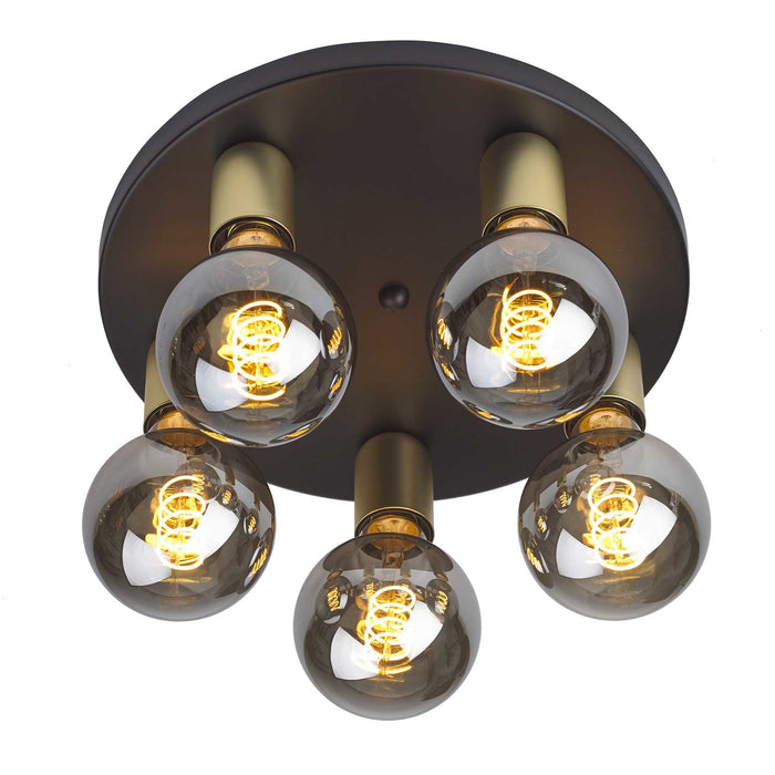 Ylumen Plafondlamp Basiq  5 lichts Ø 30 cm excl. E27 zwart goud