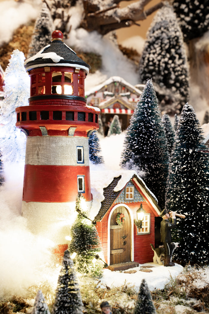 LuVille Kerstdorp Miniatuur Bristle Bomen - 21 Stuks - H22 x Ø8 cm