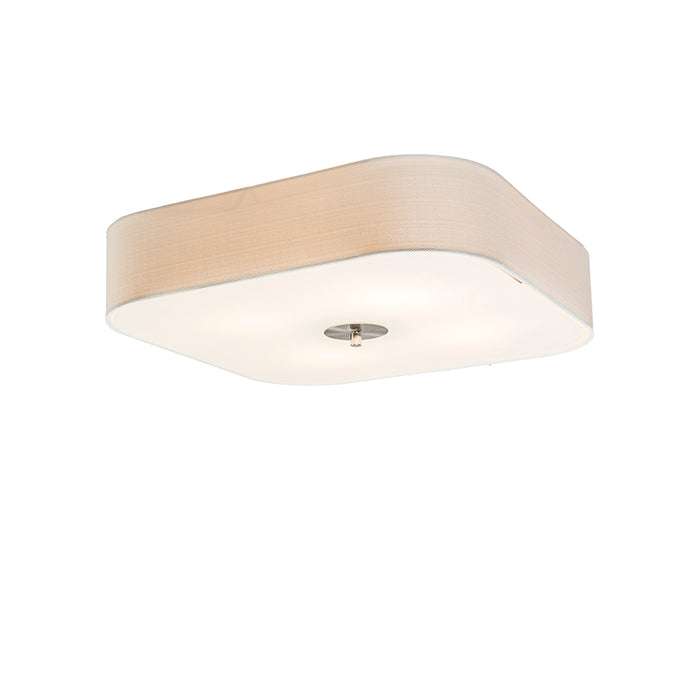QAZQA Plafondlamp drum jute - Wit - Modern - L 500mm