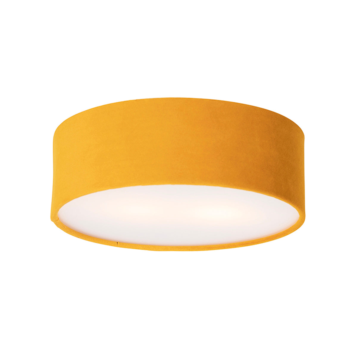 QAZQA Moderne plafondlamp oker 30 cm met gouden binnenkant - Drum