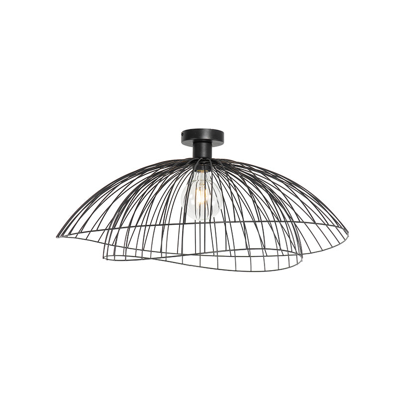 QAZQA Design plafondlamp zwart met dubbel kap 66cm - Pua
