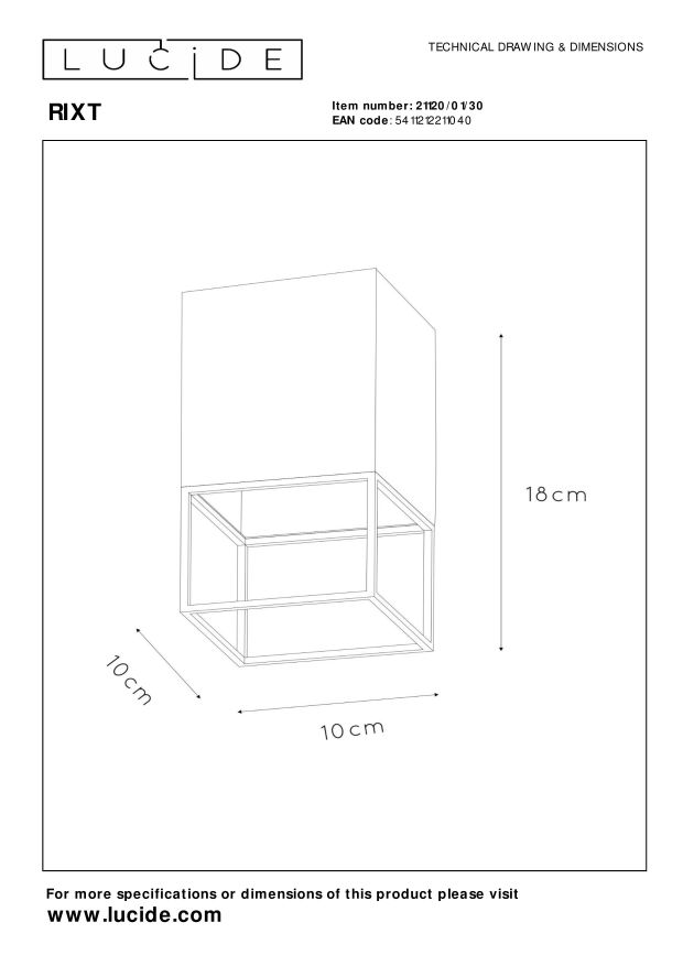 Lucide RIXT Plafonnière - Zwart