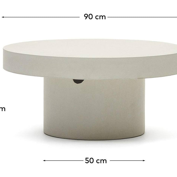 Kave Home - Aiguablava ronde salontafel in wit cement, Ø 90 cm