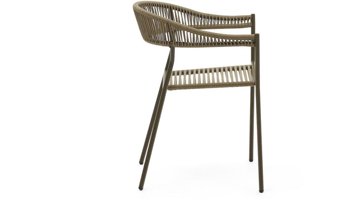 Kave Home - Futadera buitenstoel in groen synthetisch touw en staal