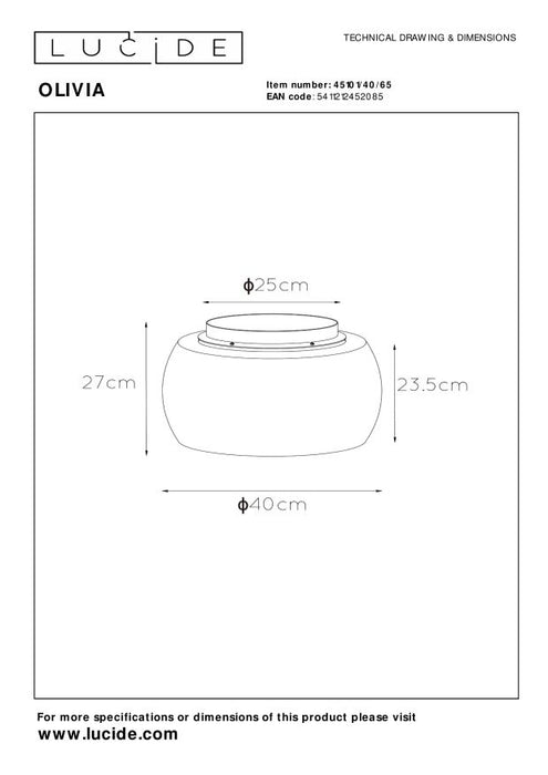 Lucide OLIVIA Plafonnière - Fumé