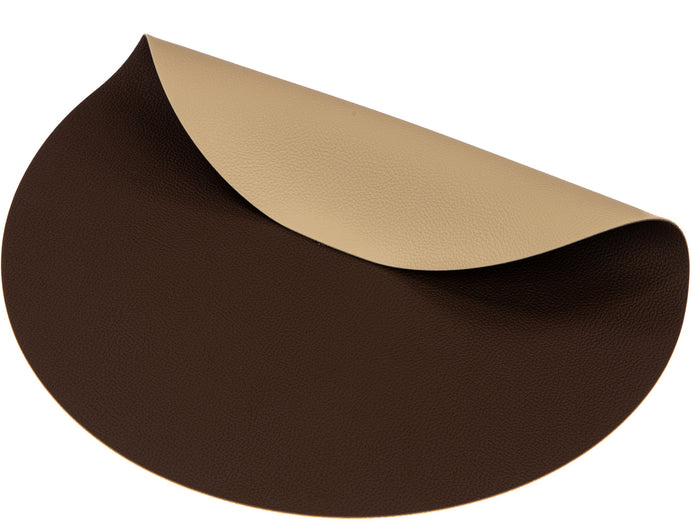Jay Hill Placemats Rond Leer Bruin Zand ∅ 38 cm - 6 Stuks