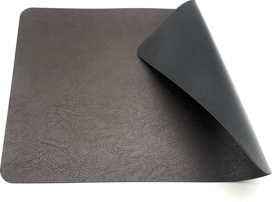 Kade 171 - Luxe placemats lederlook - 6 stuks - donkerbruin - rechthoe