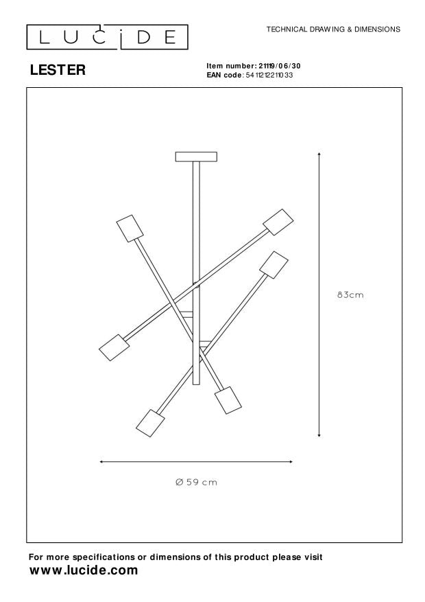 Lucide LESTER Plafonnière - Zwart