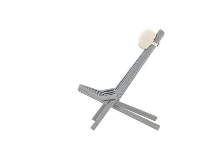 Nest outdoor Bastian houten tuin loungestoel grijs - met hoofdkussen