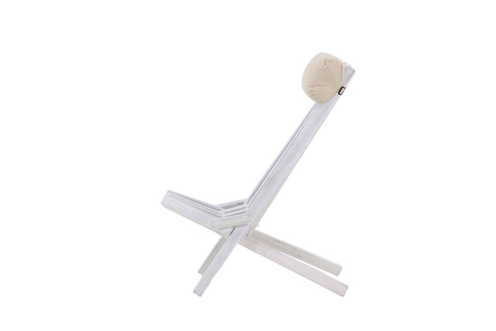 Nest outdoor Bastian houten tuin loungestoel wit - met hoofdkussen