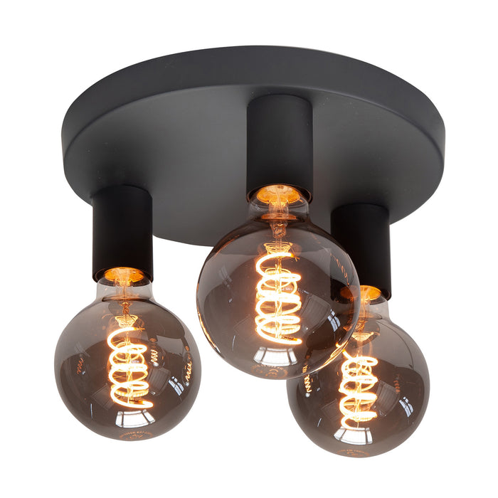 Highlight Plafondlamp Basic Zwart 3 lichts Ø 25 cm E27