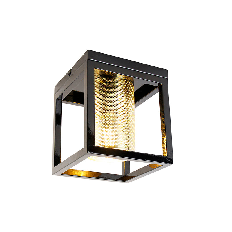 QAZQA Plafondlamp cagetess - Goud|messing - Industrieel - L 18cm