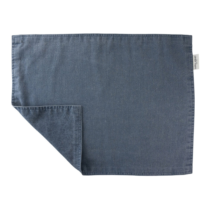 Laura Ashley Placemat Blauw dubbelzijdig Uni|Wild Clematis 48x35cm