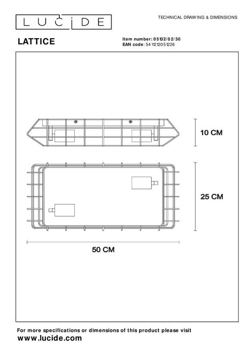 Lucide LATTICE Plafonnière - Zwart