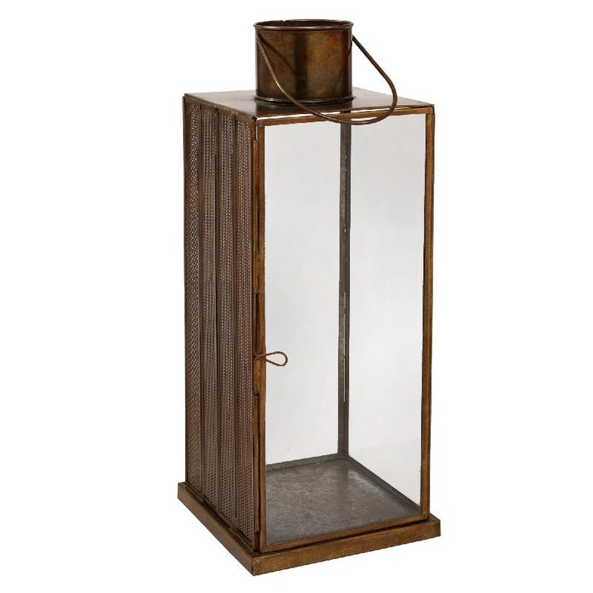 PTMD Erisha Rechthoekige Lantaarn - 42x15x15 cm - Metaal|Glas - Zwart