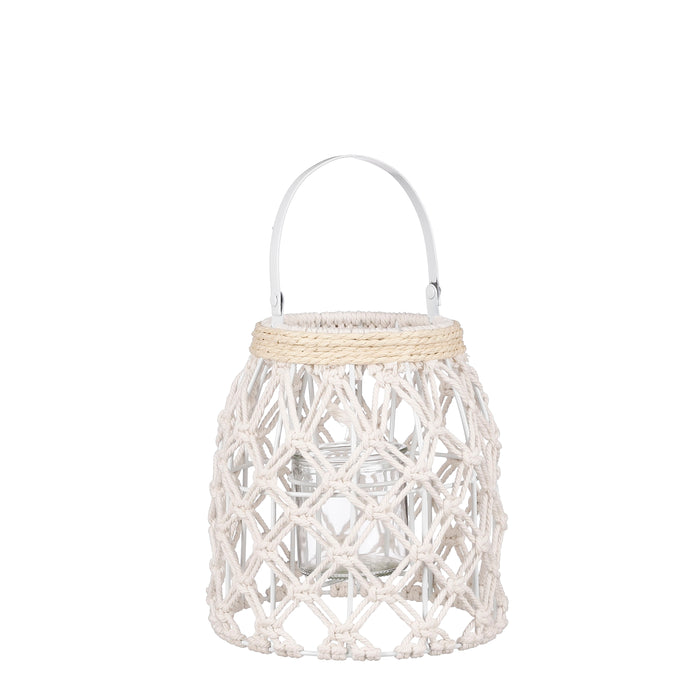 Mica Decorations Windlicht - H20,5 x Ø19 cm - Katoen - Off White