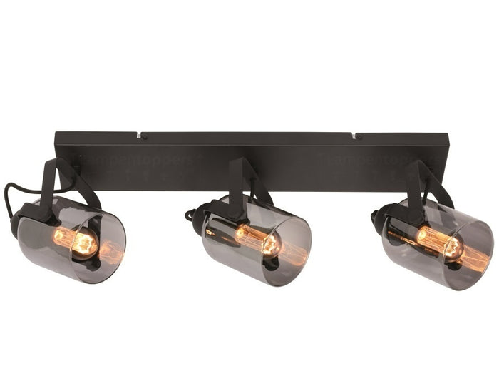 Freelight Spot Fumoso Zwart met Smoke Glas 3 Lichts