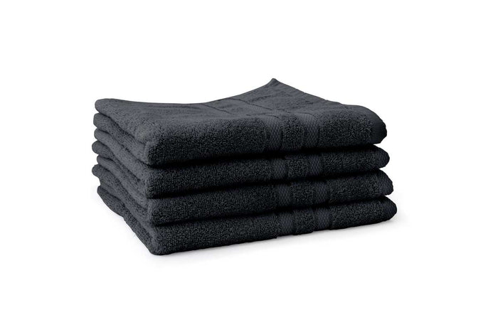 LINNICK Pure Handdoek  Katoen - Black - 60x110cm - Per 4 Stuks