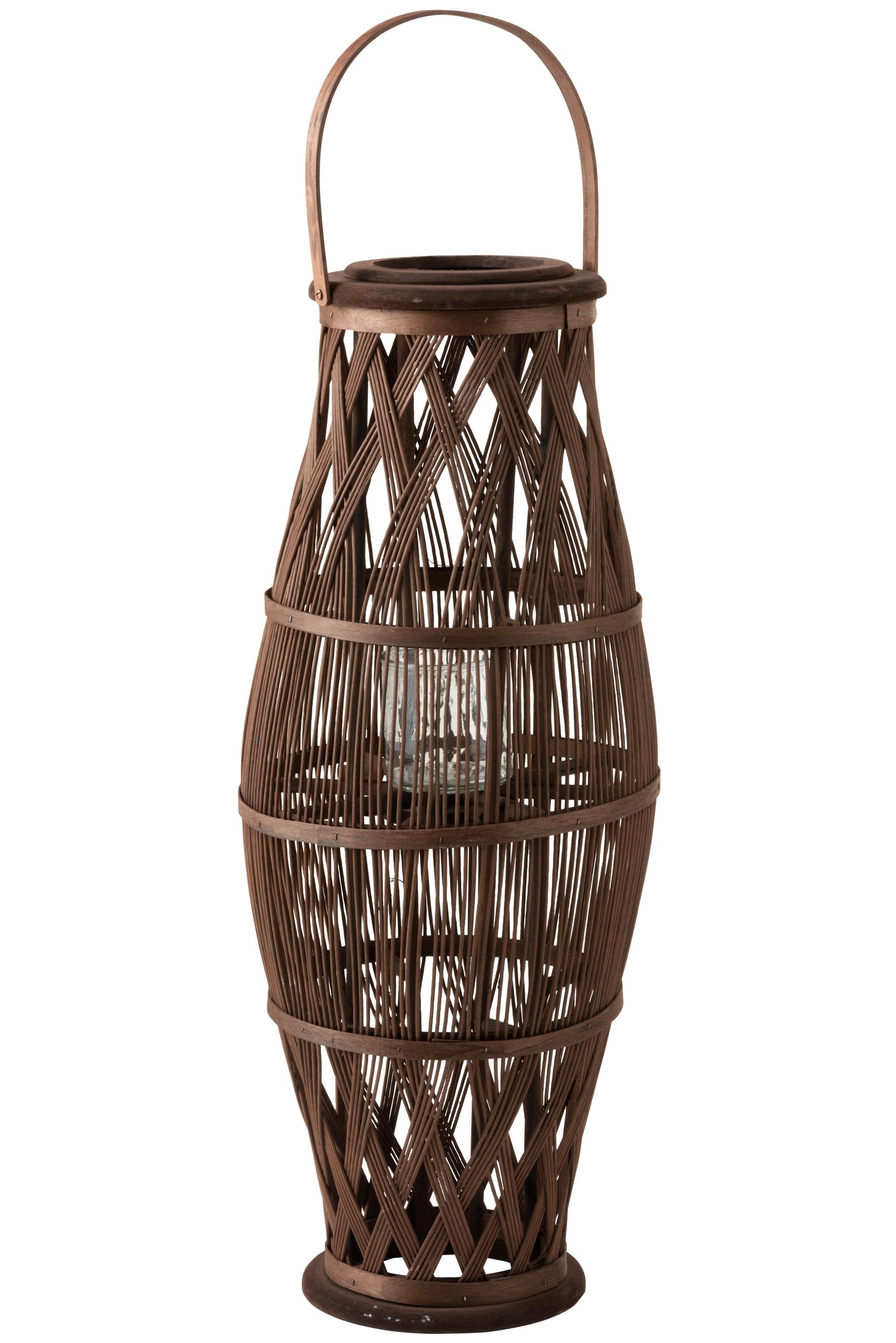 J-Line Lantaarn Hoog Bamboe Bruin Large