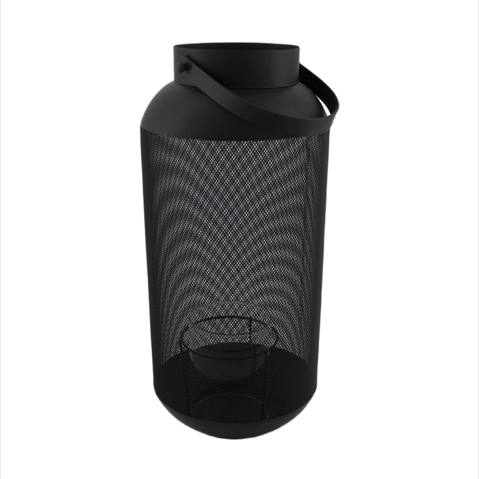 Dijk Natural Collections-Metalen lantaarn met glas-Zwart-18x38.5