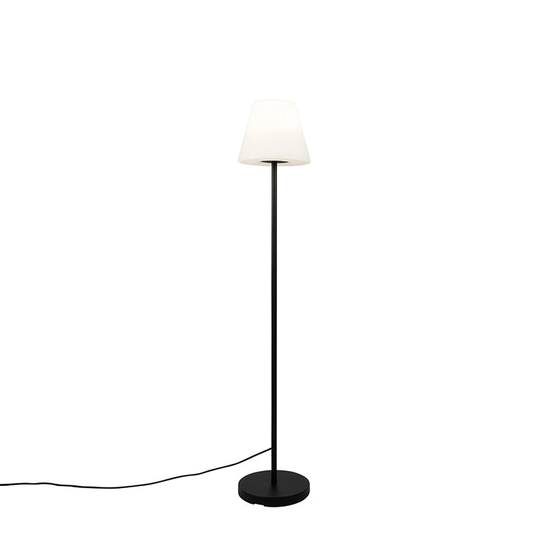 QAZQA Buiten vloerlamp zwart met witte kap IP65 25 cm - Virginia