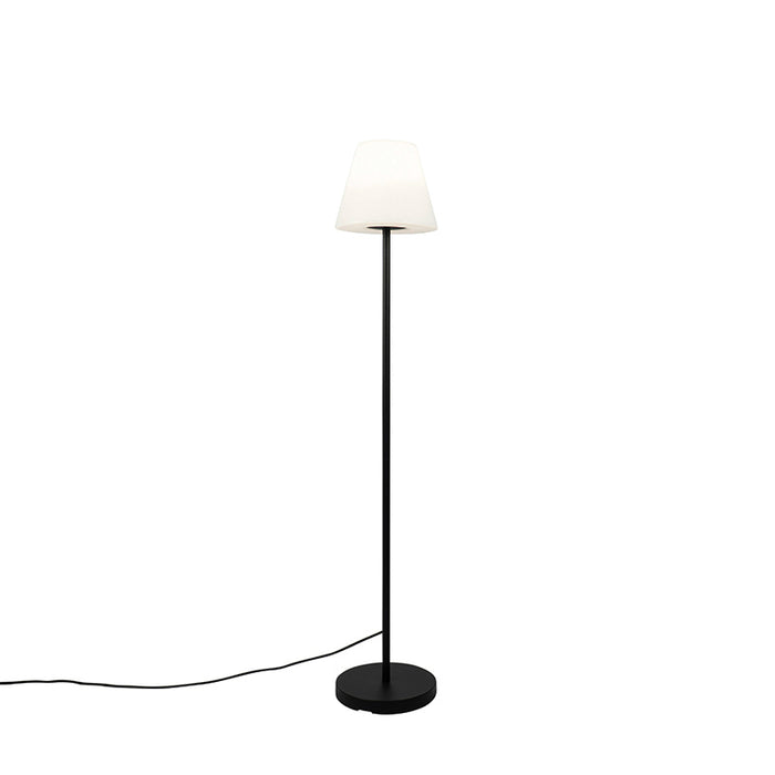 QAZQA Buiten vloerlamp zwart met witte kap IP65 25 cm - Virginia