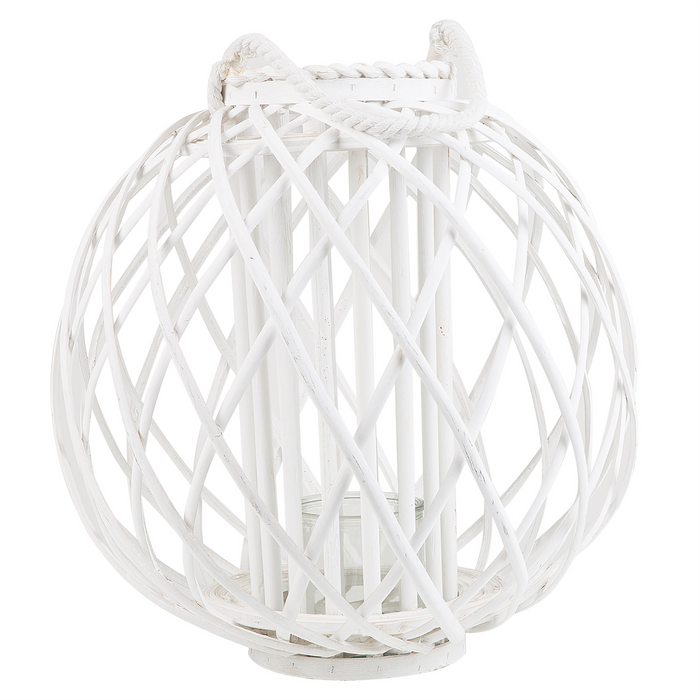 Beliani - SAMOA - Lantaarn - Wit - Wilgenhout