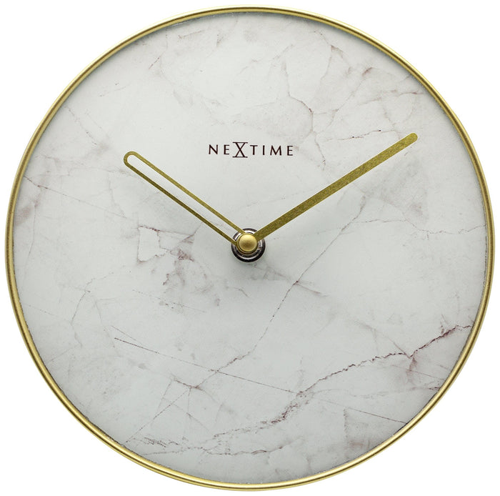 NeXtime - NeXtime - Stille Tafelklok -  20 cm - Glas | Metaal - Wit -