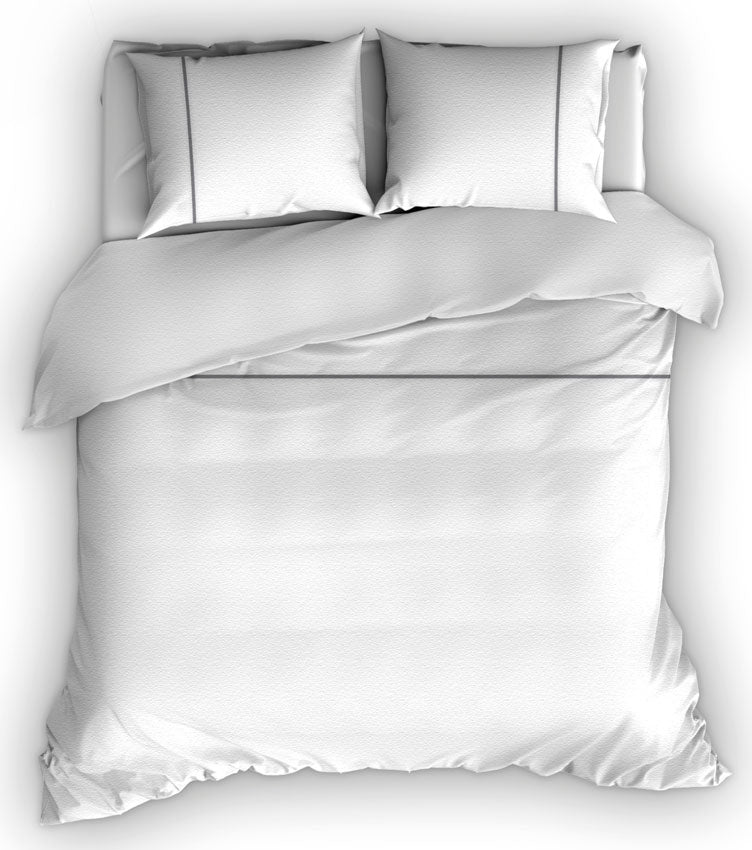 Flanellen Dekbedovertrek Duchesse Wit|Antraciet-140x200|220