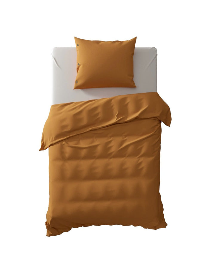 Yellow Dekbedovertrek Percale cognac brown