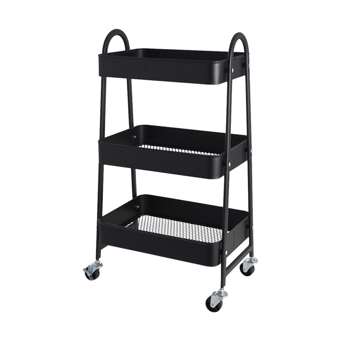 Lisomme Tirza metalen keukentrolley zwart - met wielen