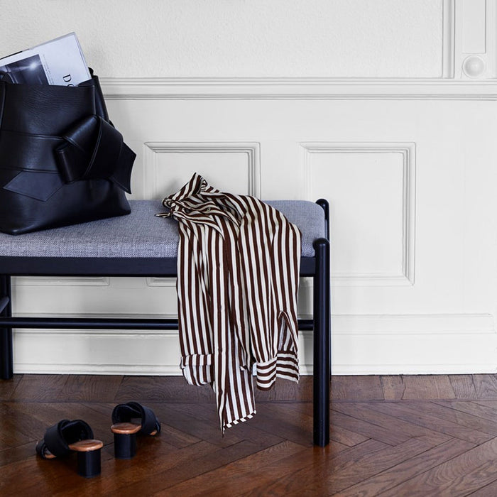 Rowico Home Milford eikenhouten bankje zwart - met zitkussen - 80 x 46