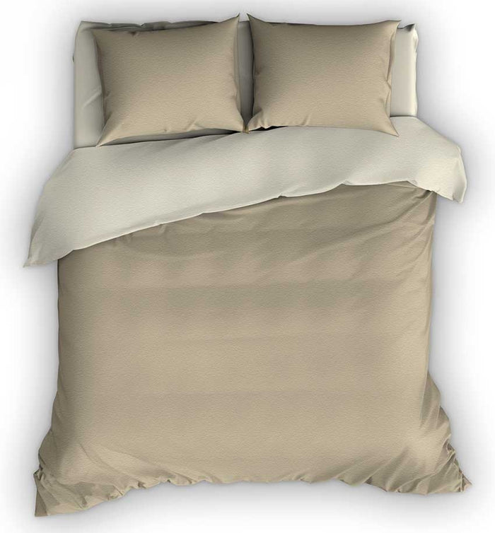 Flanellen Dekbedovertrek Comtesse Zand|Ivoor-140 x 200|220 cm