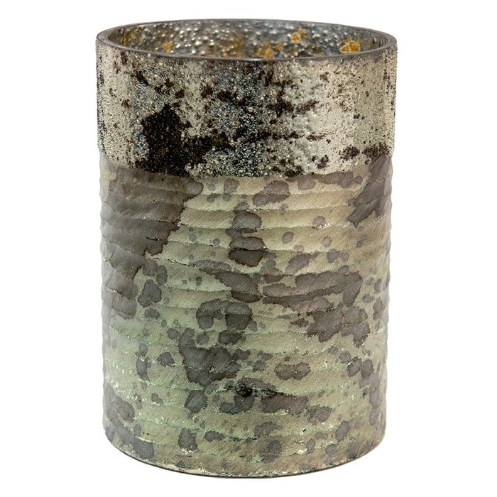 Clayre & Eef Windlicht  Ø 18x25 cm Groen Glas Rond Kaarsenhouder