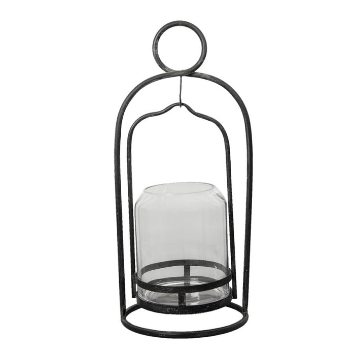 Clayre & Eef Windlicht  Ø 29x65 cm Zwart Metaal Rond Kaarsenhouder