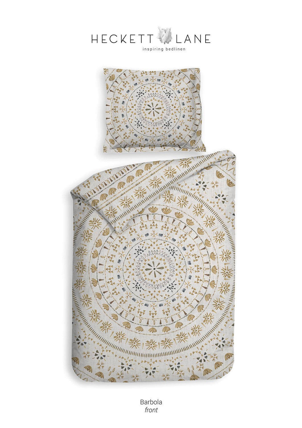 Heckett Lane Dekbedovertrek Katoen Satijn Barbola - bone brown