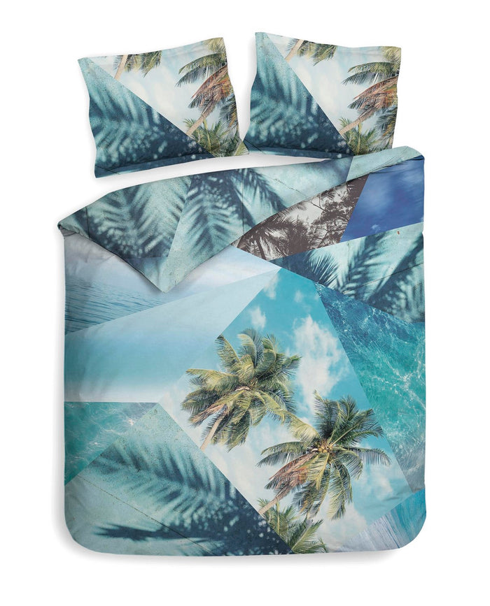 Heckett Lane Dekbedovertrek Katoen Satijn Jaron - palm blue