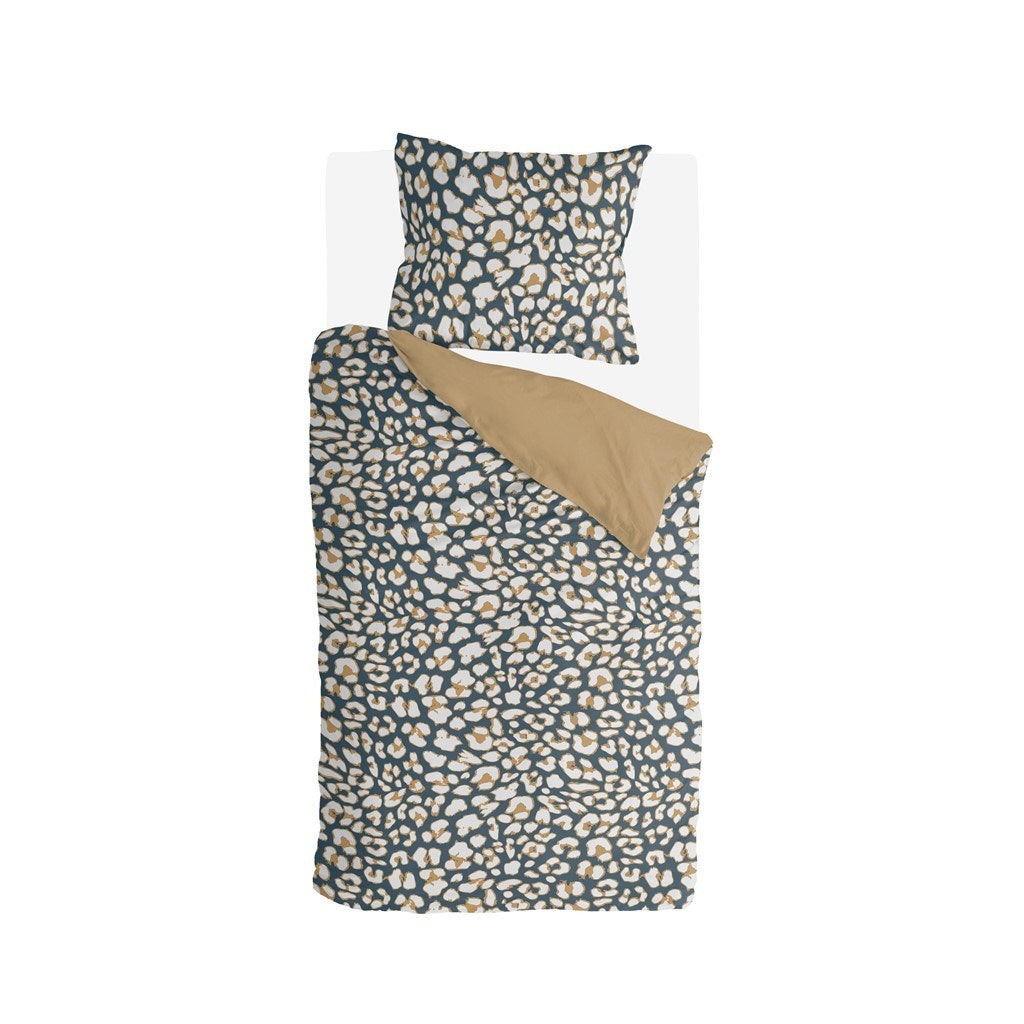 Byrklund - Dekbedovertrek Lazy Leopard - 140x220 - Okergeel