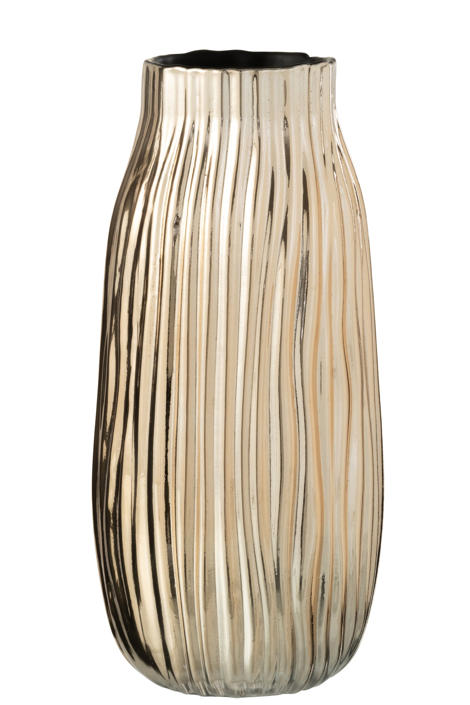 J-Line Vaas Inkepingen Glas Goud Large