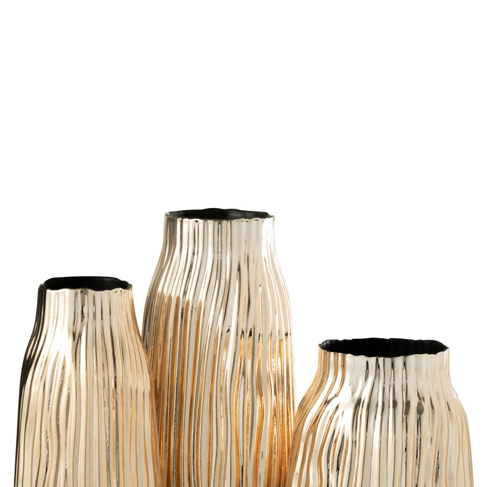 J-Line Vaas Inkepingen Glas Goud Large