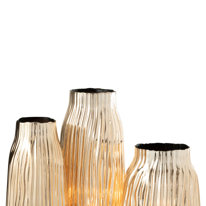 J-Line Vaas Inkepingen Glas Goud Large