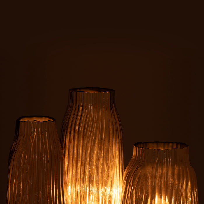 J-Line Vaas Inkepingen Glas Goud Large